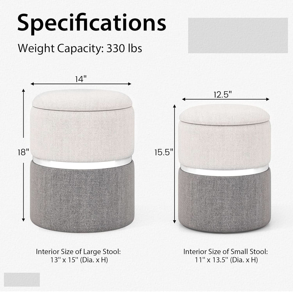 Gray Nesting Storage Ottomans With Hidden Capacity