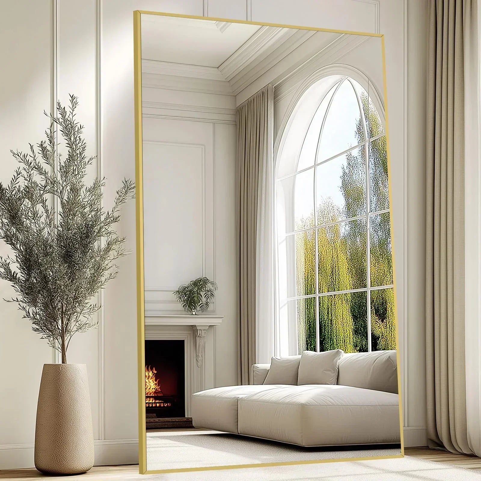 MELOMOIR Oversized Floor Mirror Freestanding, Full Length Mirror for Bedroom Living Room Dressing Room Gym Yoga Hair Salon, Black Arched Mirror Full Length with Shatterproof Tempered Glass